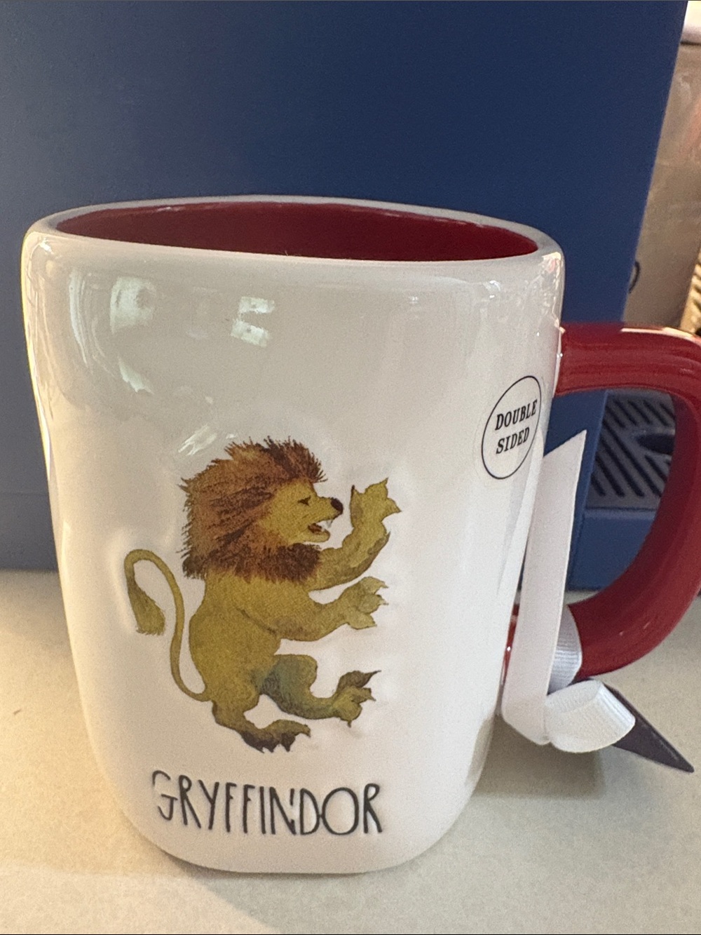 NWT Harry Potter X Rae Dunn Gryffindor Lion Ceramic Mug - White & Red